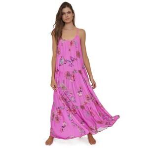 PQ Swim Floral Maxi Cover Up Dress Beach Resort Vacation Boho M/L